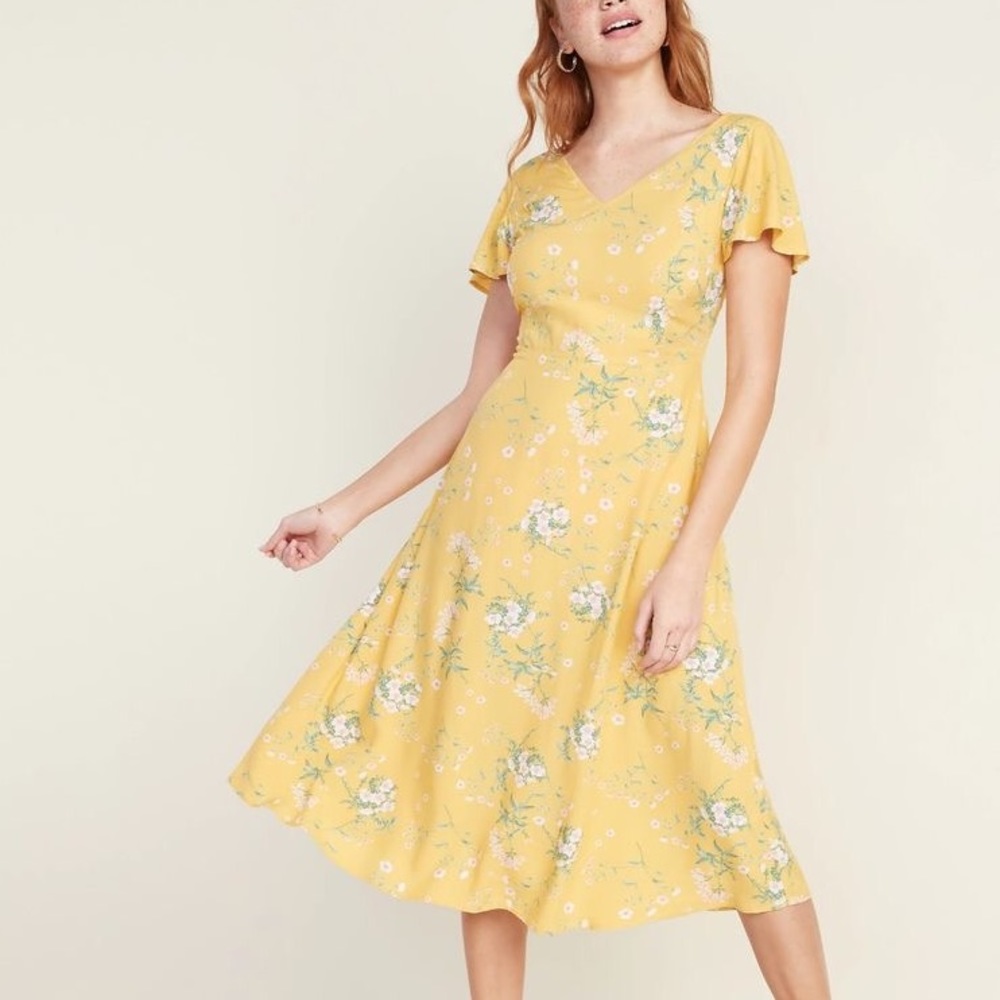 Old Navy Fit and Flare V-Neck Midi Dress